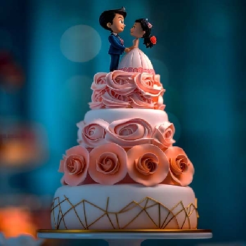 Romantic Rose Engagement Cake