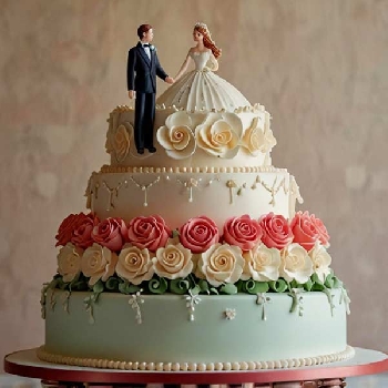  3 Tier Floral Engagement Cake