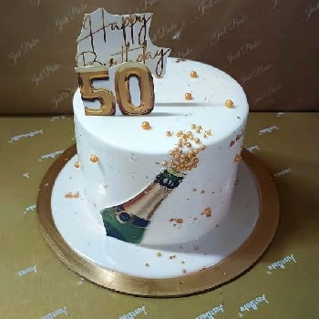 50th Birthday Champagne Bottle Theme Cake