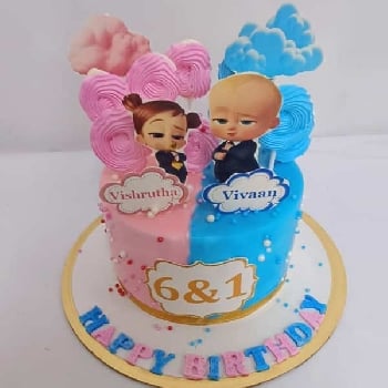 Twin Cakes for boy and girl