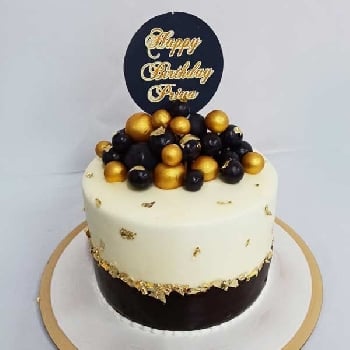 Black and Gold Bubbles Cake