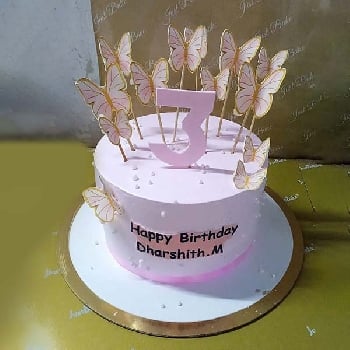 Pink Butterfly Theme Cake