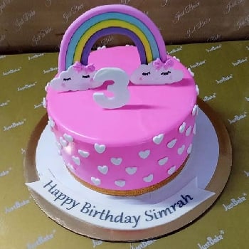 Pink Rainbow Clouds Design Cake