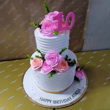 2 Tier Pink Floral Cake