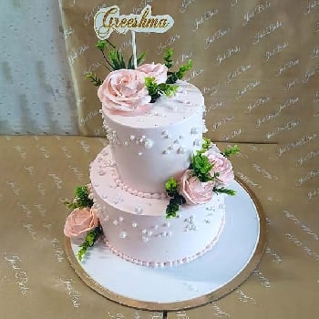 2 Tier Pink Pearl Cake