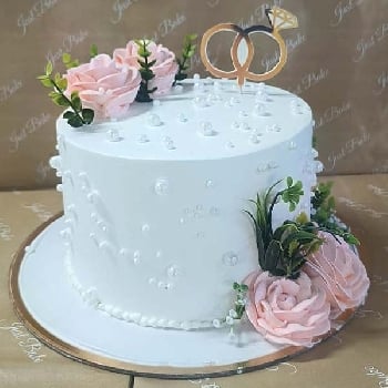 White Pearl Engagement Cake