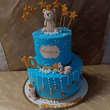 2 Tier Teddy Bear Blue Cake