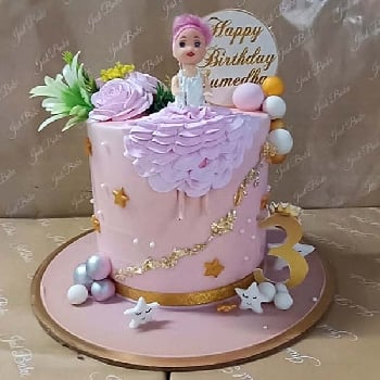 Pink Fairy Doll Fondant Cake