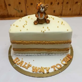 6 Months Golden teddy Bear Cake