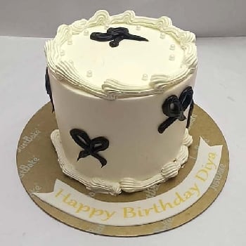 Black Ribbon Elegance Birthday Cake