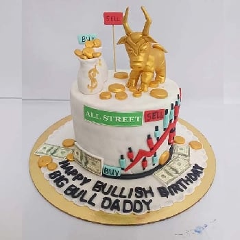 Golden Bull Stock Market Cake