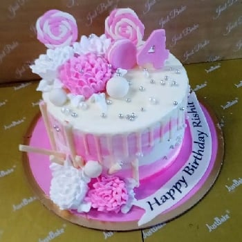 Pink and White Drip Cake