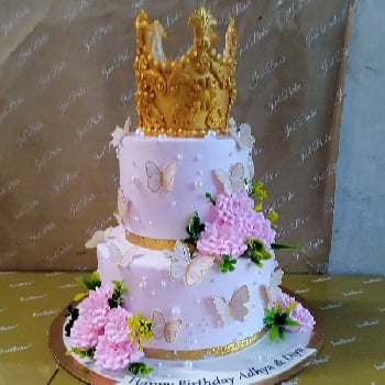 Crown Butterfly Theme Cake