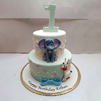 Elephant Birthday Fondant Cake