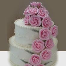 Flowing Pink Flowers Cake WC14 Cream Fondant