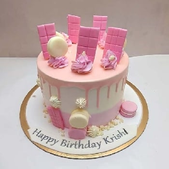 Macaroons and Chocolates Pink Drip Cake