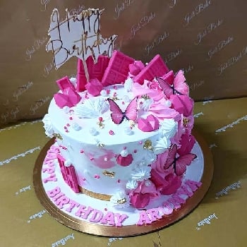 Pink butterfly birthday cake