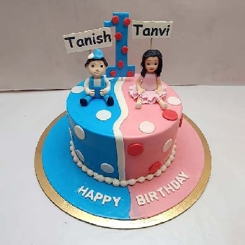 Twins Boy and Girl Birthday Cake