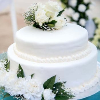 Classic White Floral Wedding Cake