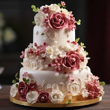 Victorian Rose Garden Wedding Cake