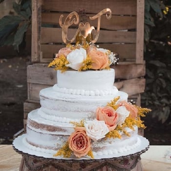 Rustic White Romance Cake